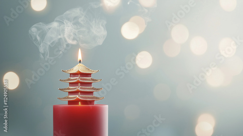 Red Pagoda Candle: A red ca...