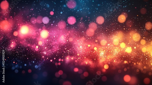 A mesmerizing display of glowing orbs and swirling light patterns creates an enchanting cosmic atmosphere. The abstract scene captivates with its vibrant hues and magical bokeh effect