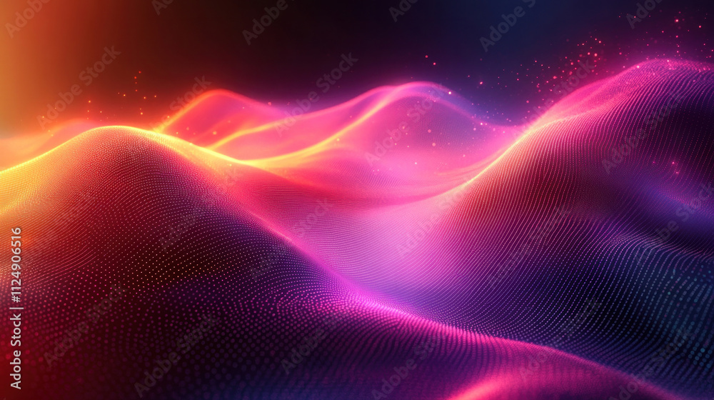 Fototapeta premium Abstract background with geometric fractals in dynamic neon gradients