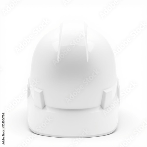 White hard hat construction helmet isolated on white background banner mockup advertising blank business display template photo