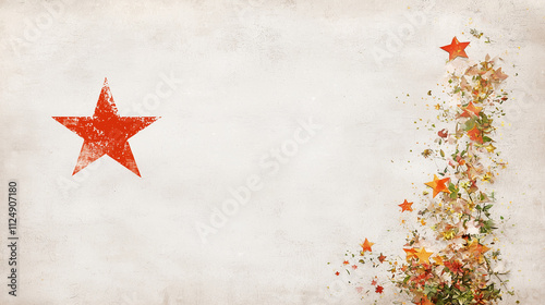 Red Star Abstract Watercolo...