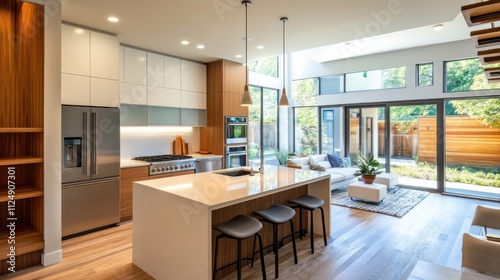 Wallpaper Mural Compact house floor plan maximizing functionality, including a kitchen island and built-in closets Torontodigital.ca