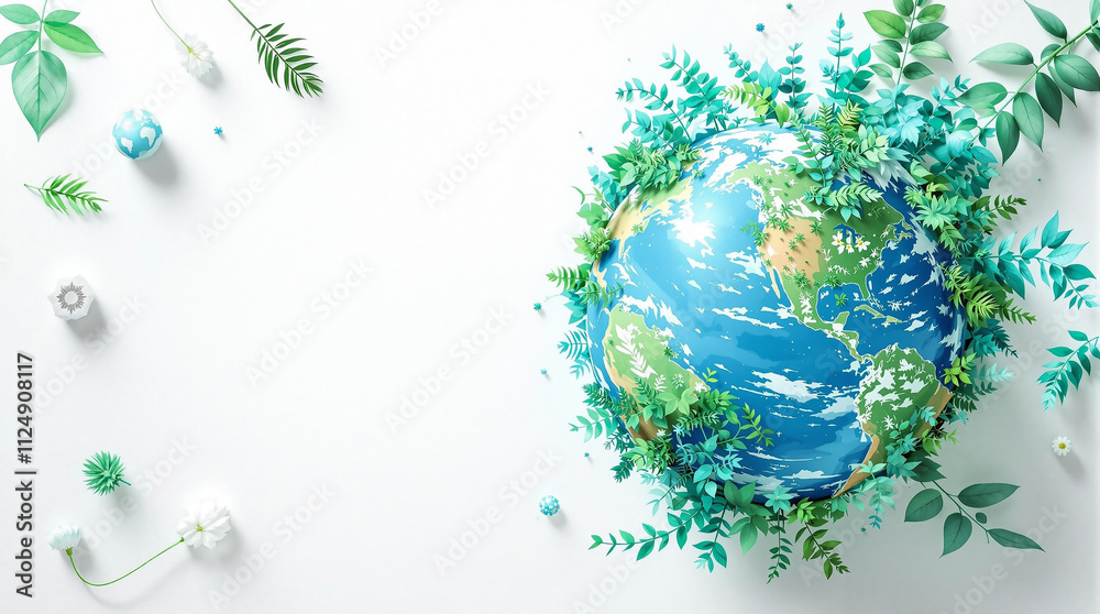 Earth Enveloped in Lush Greenery, Promoting Environmental Awareness Earth Enveloped in Lush Greenery, Promoting Environmental Awareness