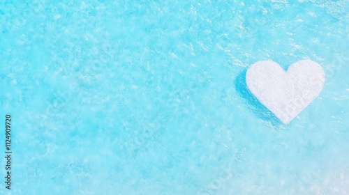 Heart Shape in White Sand on Clear Blue Tropical Water Surface