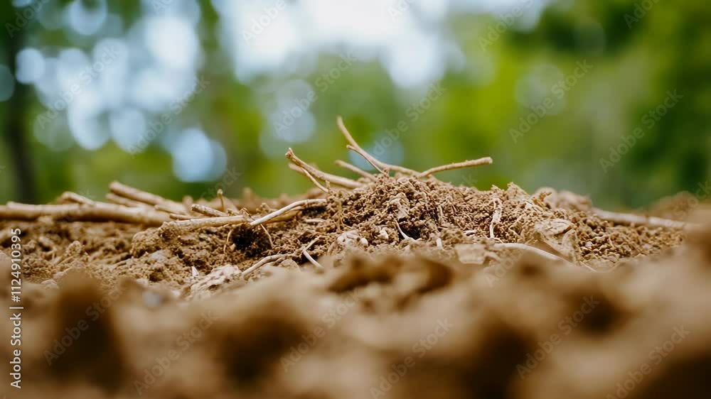 Healthy soil with compost and growing roots