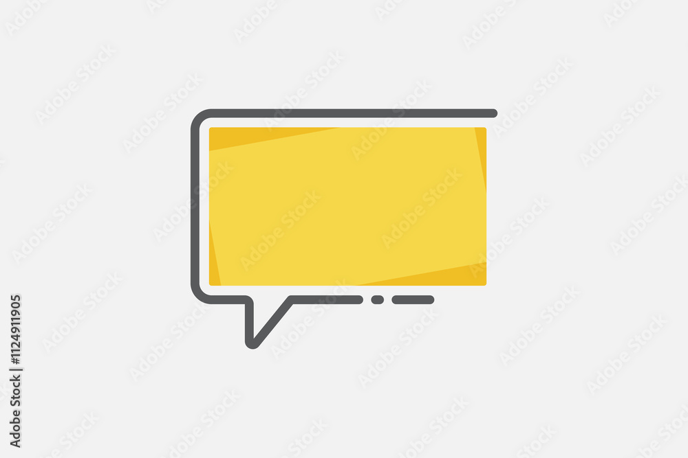 Simple Blank Empty Speech Bubble For Quote Text. Yellow Square Quote Box With Outline Isolated On White Background. Flat Vector Design Template Element. Simple Blank Empty Speech Bubble For Quote Text. Yellow Square Quote Box With Outline Isolated On White Background. Flat Vector Design Template Element.