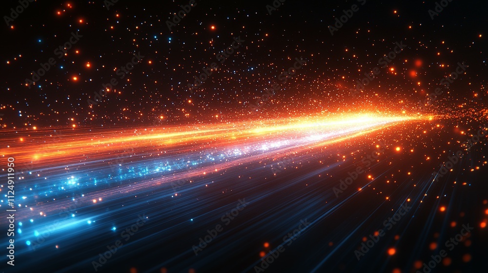 Fototapeta premium Abstract Cosmic Stream Orange Blue Light Streaks