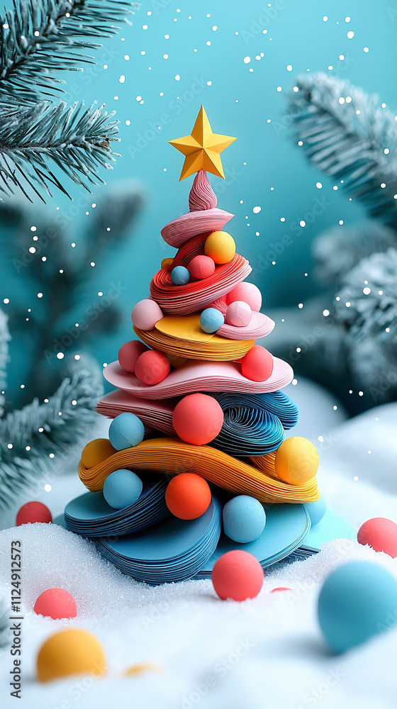 Christmas tree with creative design and bright colors