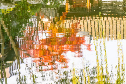 Red maple tree reflections in pond