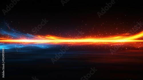 Abstract Blue and Orange Light Streaks Background