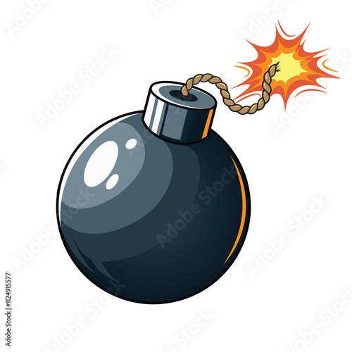 Bomb vector, bomb  burning fuse emitting sparks vector art