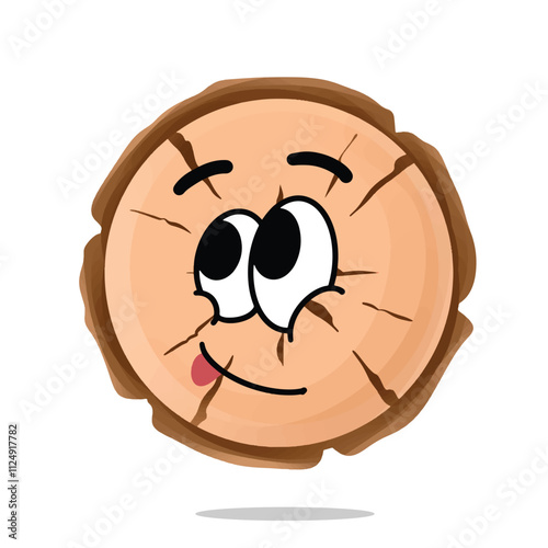 happy wood material mascot illustration for design. fun, colorful, and playful concept. nature, forest, furniture, industry, trees, and ecology themes
