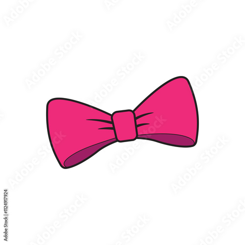 Pink bow clip art vector stock image, Isolated ribbon on transparent background