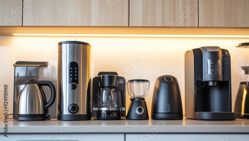 Modern Kitchen Appliances on a Countertop