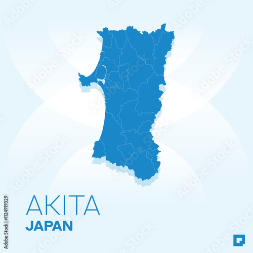 Akita vector map, Vector map of Akita, editable eps, AI files, Vector illustration of Akita vector map