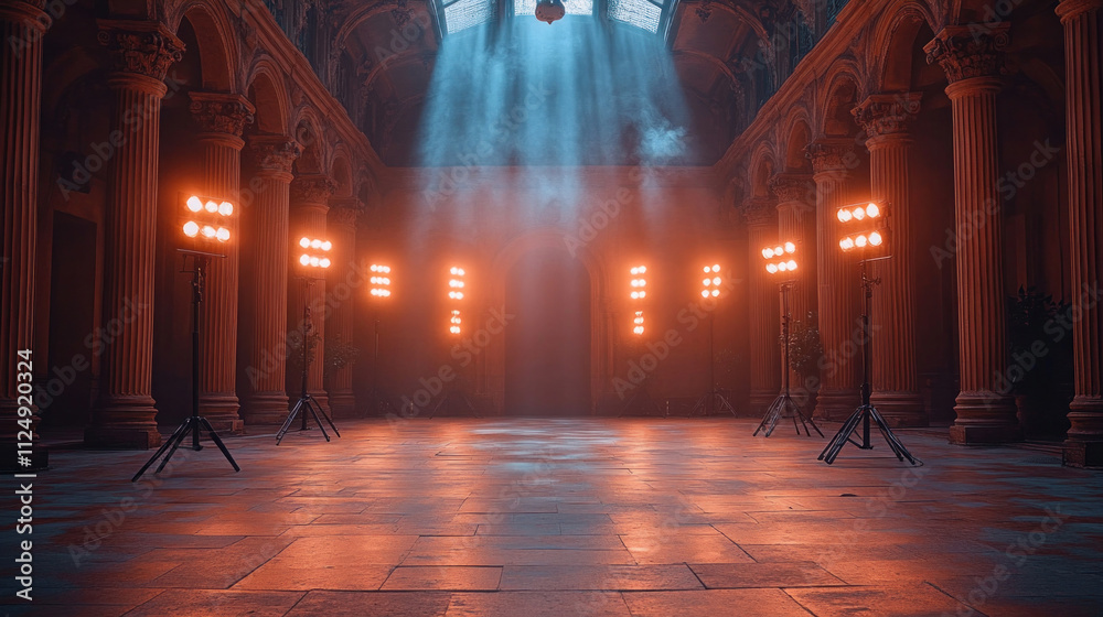 Fototapeta premium Photography studio background with a matte white surface and diffused lighting