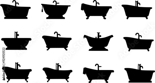 Stylish Bathtub Silhouette with Reflection