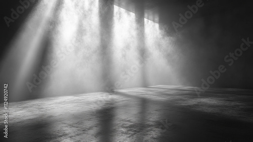 Photography studio background with a smooth gray gradient and soft spotlight
