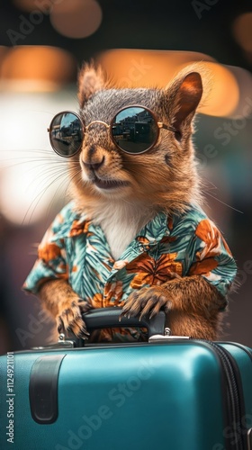 A squirrel in Hawaiian attire.