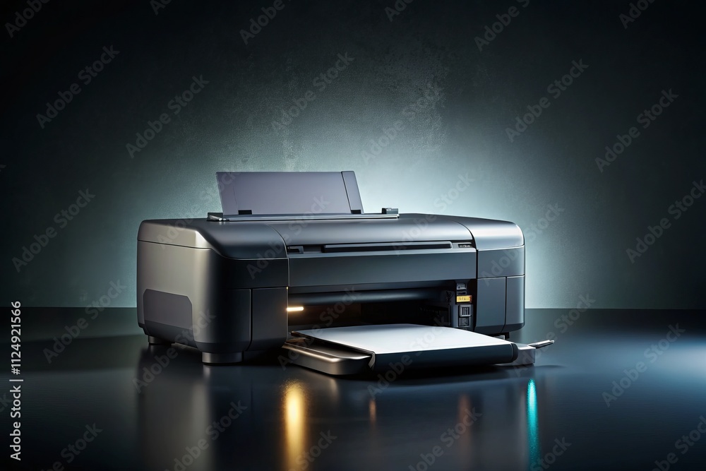 Night Photography: Gray Home Printer Isolated on White Background - High-Resolution Image Night Photography: Gray Home Printer Isolated on White Background - High-Resolution Image