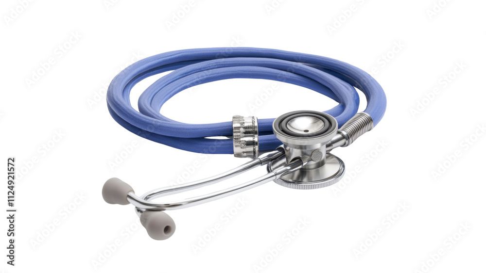 Stethoscope with metallic accents and soft ear tips, centered, isolated on white background Stethoscope with metallic accents and soft ear tips, centered, isolated on white background