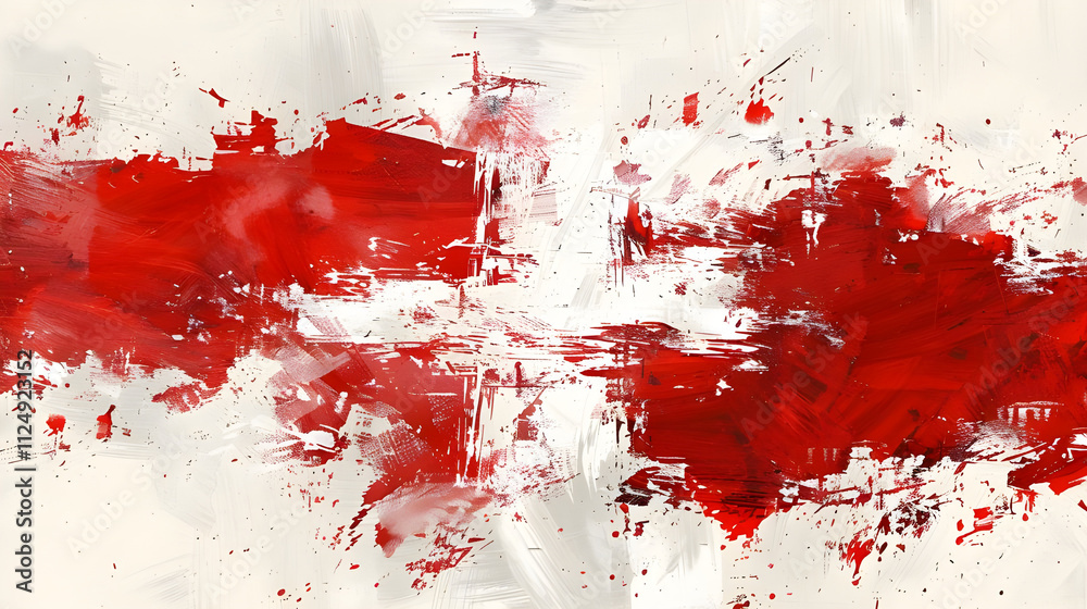 Abstract red and white paint splash resembling a flag. Abstract red and white paint splash resembling a flag.