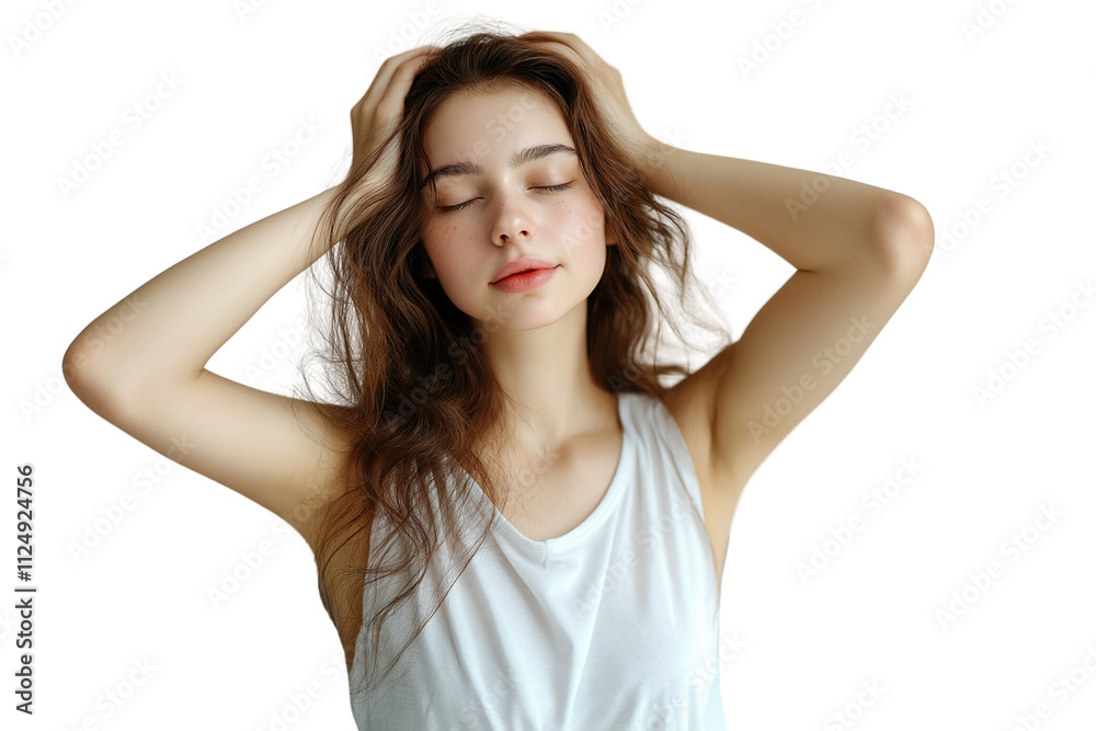 Young woman suffering from headache, isolated on white background. Young woman suffering from headache, isolated on white background.