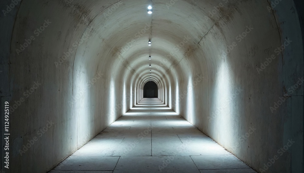 Concrete Tunnel Illuminated by Cool Neutral Lighting Concrete Tunnel Illuminated by Cool Neutral Lighting