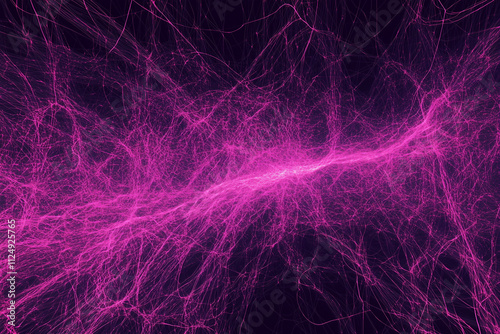 Purple and red abstract energy background with wavy lines and sparkles on black with copy space