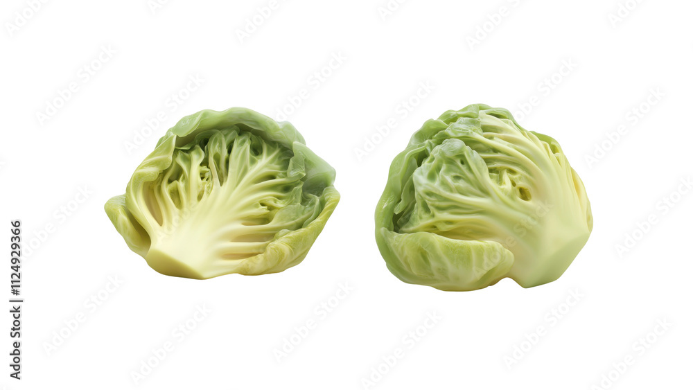 Cabbage with smooth, creamy flesh, a realistic, textured pit, showing fresh ripeness and health appeal, isolated on a white background Cabbage with smooth, creamy flesh, a realistic, textured pit, showing fresh ripeness and health appeal, isolated on a white background