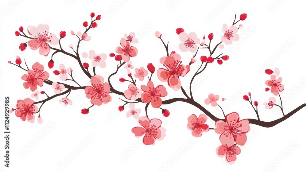 Naklejka premium A detailed cherry blossom branch outline