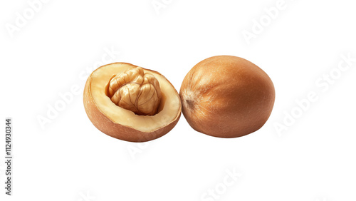 Breadnut with smooth, creamy flesh, a realistic, textured pit, showing fresh ripeness and health appeal, isolated on a white background photo