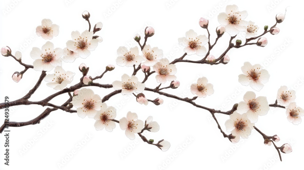 A detailed cherry blossom branch outline A detailed cherry blossom branch outline