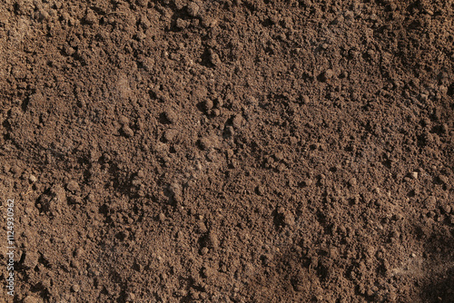 Fotografi Brown dark soil ground abstract texture background with copyspace top view