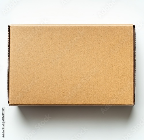 Top view of a plain brown cardboard box on white background.