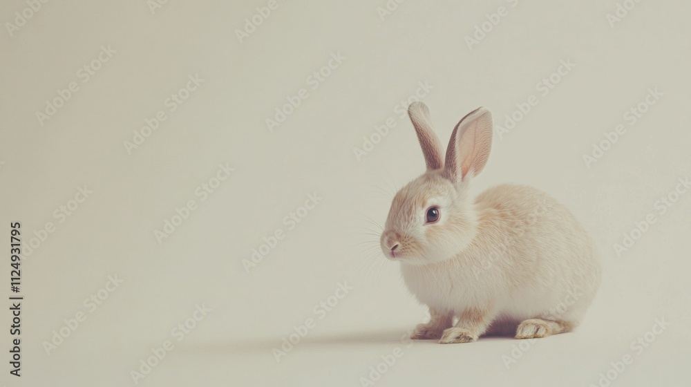 Playful white rabbit in studio animal photography minimalist setting close-up perspective adorable wildlife concept Playful white rabbit in studio animal photography minimalist setting close-up perspective adorable wildlife concept