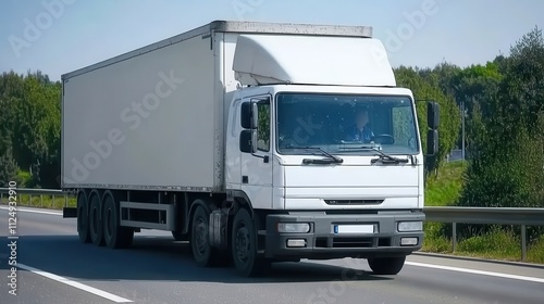 Speeding Lorry on Highway with Motion Blur
