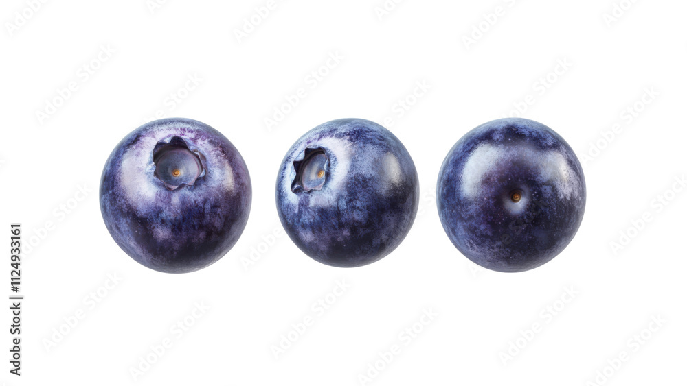 Blueberry with smooth, creamy flesh, a realistic, textured pit, showing fresh ripeness and health appeal, isolated on a white background