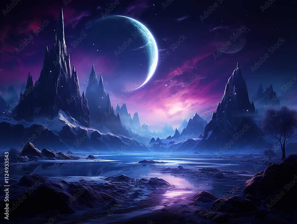 Fantastic Space planet galaxy in night nebula Fantastic Space planet galaxy in night nebula