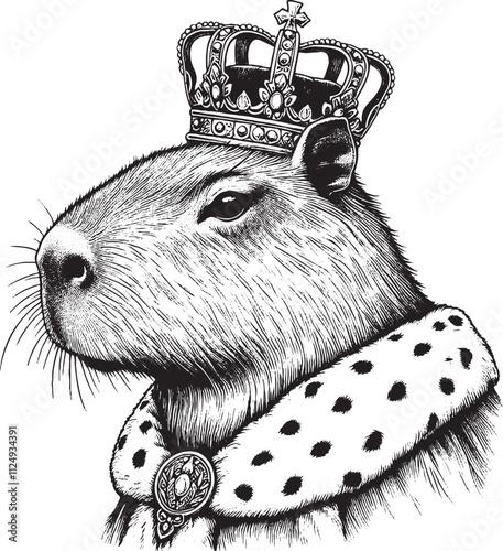 Kingbara or capyking - capybara king vectorl illustration