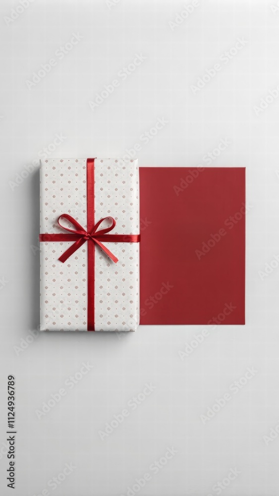 Fototapeta premium wrapped christmas present red background