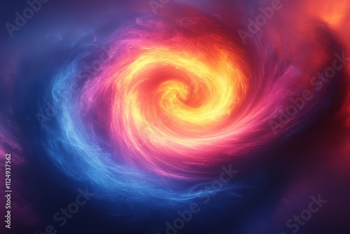 A vibrant swirling galaxy of colors representing cosmic energy and movement.