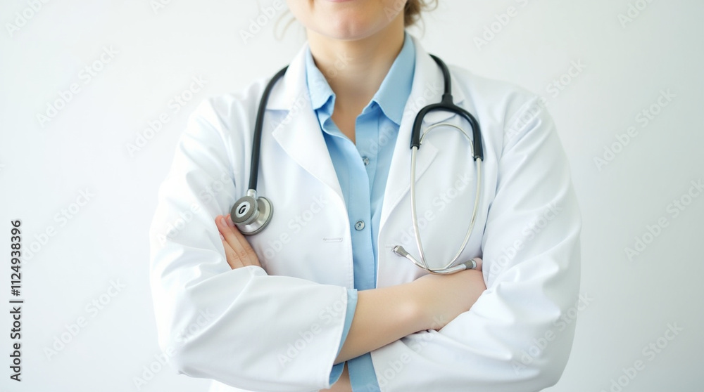 Close up of a doctor standing with empty background. Close up of a doctor standing with empty background.