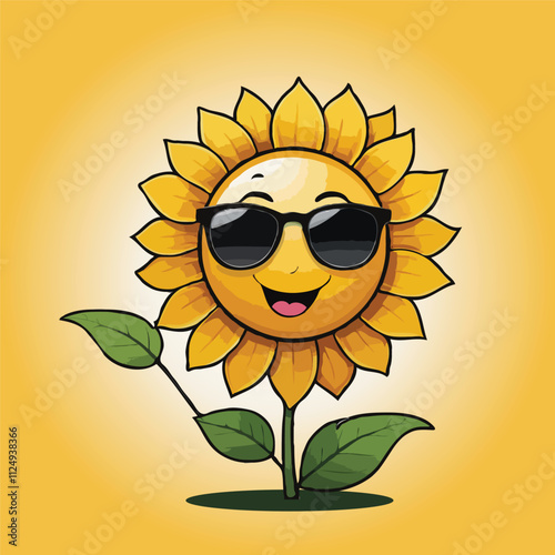 sunflower with a smile with sunglasses