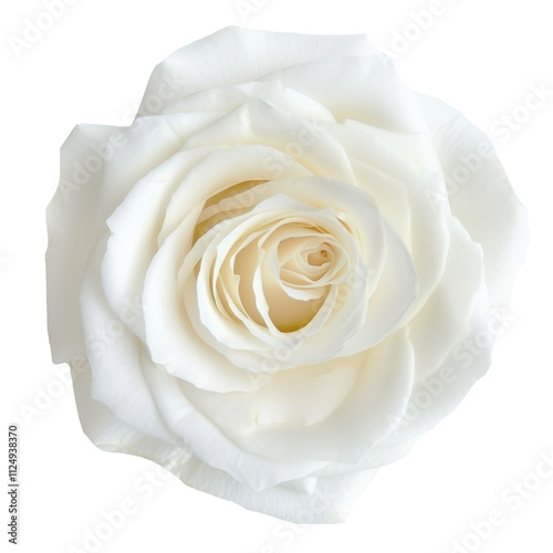  White rose. Single white rose isolated on transparent background.