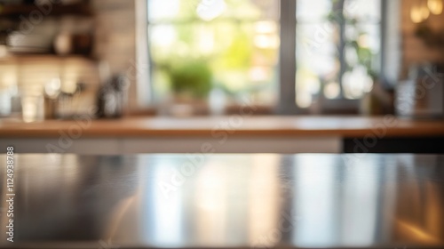 minimalist aluminum table with blurred background generative ai