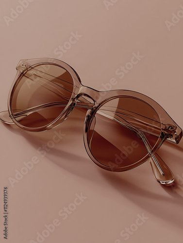 Mocha mousse sunglasses in a stylish arrangement on a soft neutral background