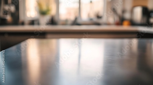 minimalist aluminum table with blurred background generative ai