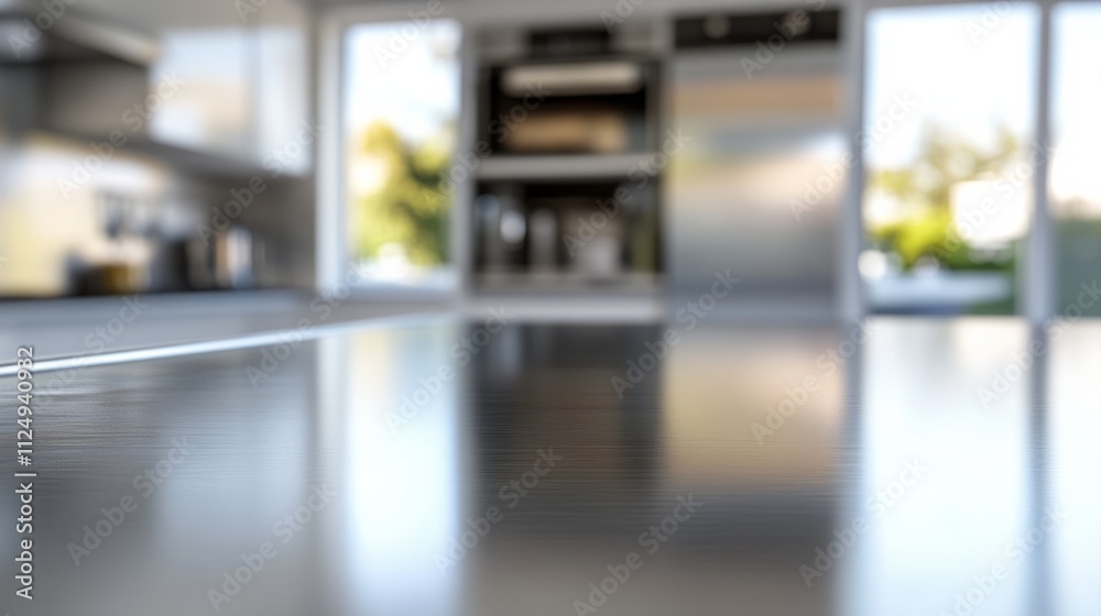 Fototapeta premium minimalist aluminum table with blurred background generative ai