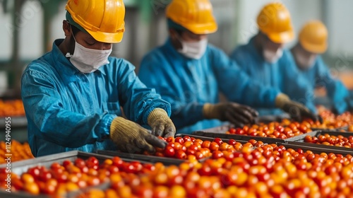 Workers at Palm Oil Factory Testing Samples for Control in Manufacturing Process photo